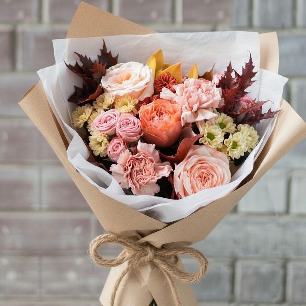 Букет цветов из: Гвоздики, Хризантемы и Розы в Минеральных водах