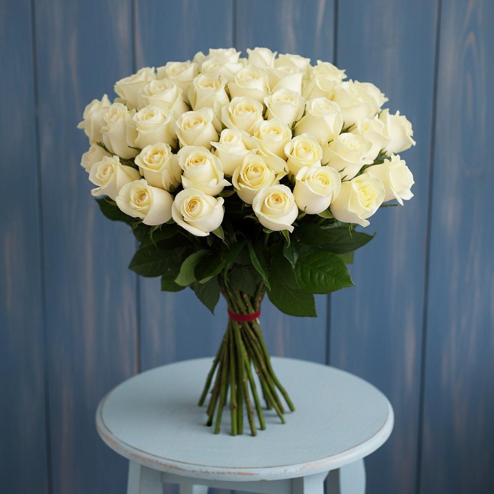 Букет 51 Белая роза Эдлесс Лав в Минеральных водах