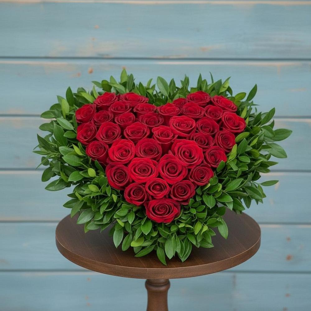 Цветочная композиция из Розы в виде сердца в Минеральных водах