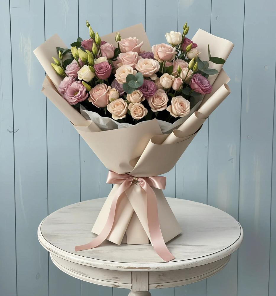 Букет цветов из: Розы и Лизиантусы в Минеральных водах