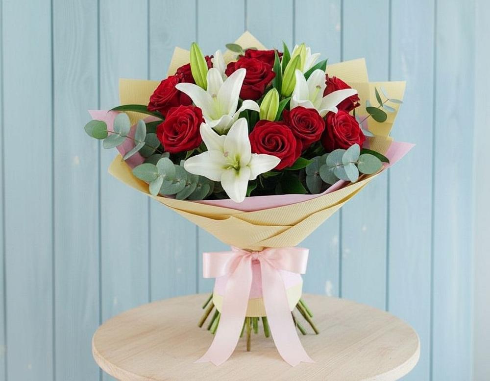 Букет цветов из: Лилии и Розы в Минеральных водах